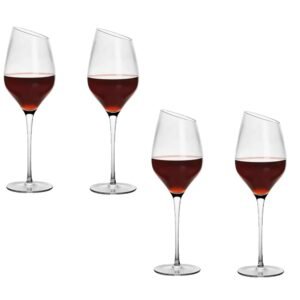 GOCART WITH G LOGO Crystal Clear Stem Red &White Wine Glass (Wine Glass Slanted (Big-Pack of 4))