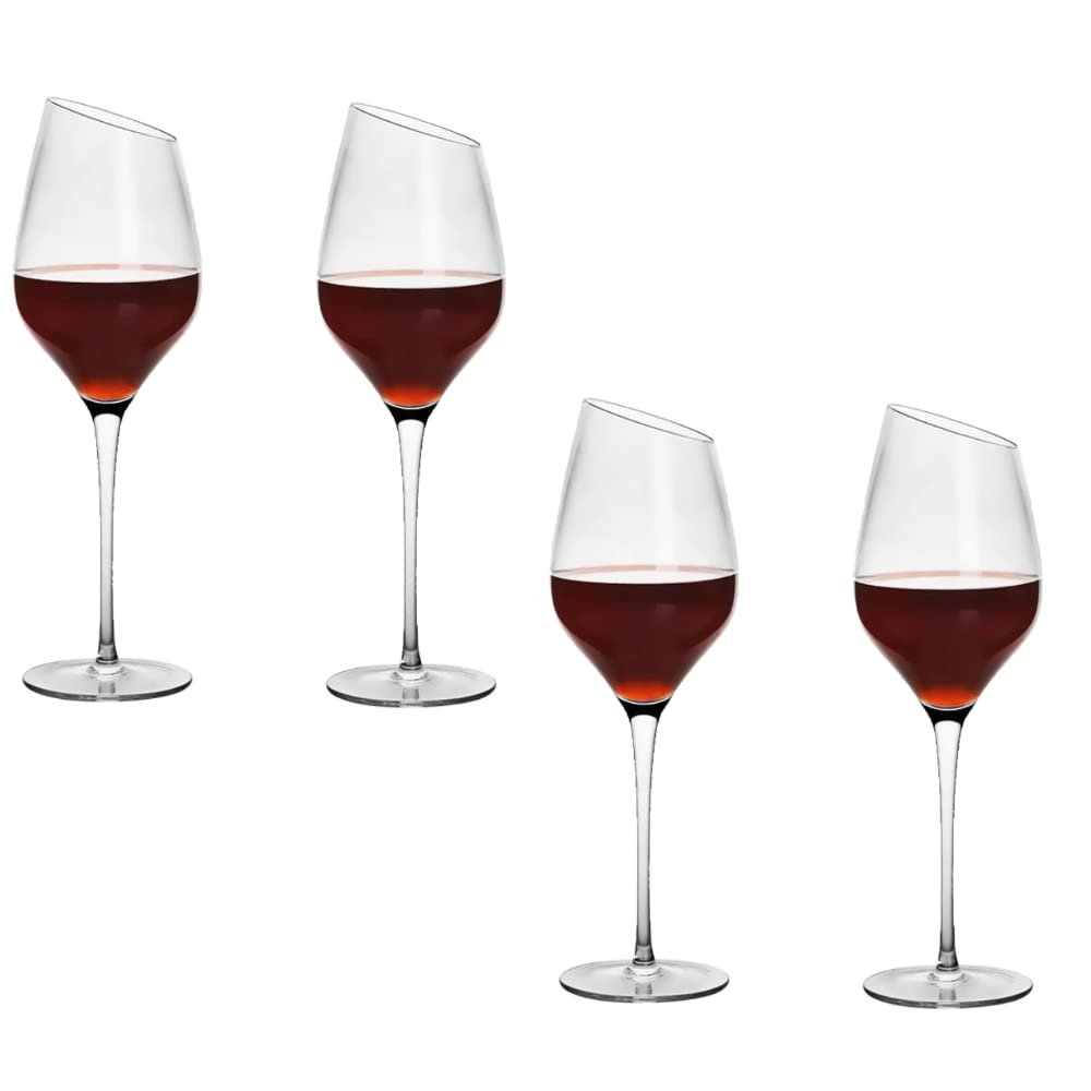 GOCART WITH G LOGO Crystal Clear Stem Red &White Wine Glass (Wine Glass Slanted (Big-Pack of 4))