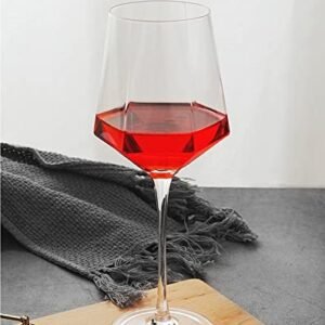 GOCART WITH G LOGO Crystal Clear Bordeaux Stem Wine Glass (Bordeaux Wine Glass Diamond Cut(Pack of 2))