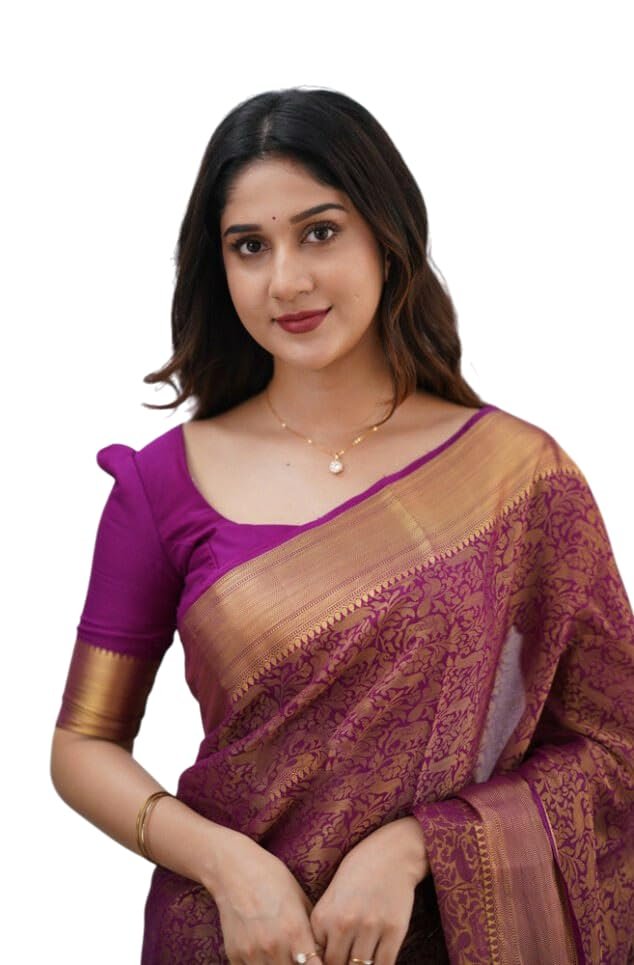NIRALBH Women's Kanjivaram Woven Soft Silk Saree With Unstiched Blouse Piece