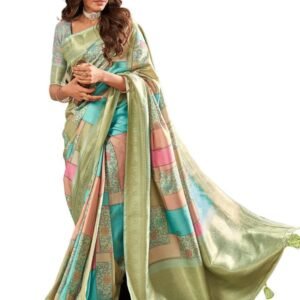 SIRIL Women's Banarasi Silk Saree Pure Silk Kanjivaram Saree with Unstitched Blouse Piece