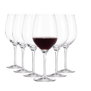 Premium Red Wine Glass 310 Ml Set of 6, Elegant Crystal Glass for Cabernet, Merlot, & Bordeaux Modern Stemmed Wine Goblets for Tasting, Parties, & Weddings