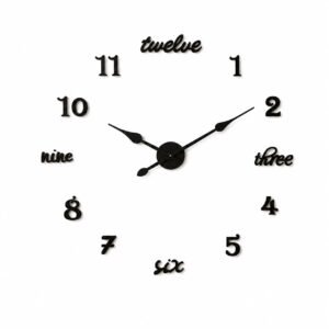 3D DIY Wall Clock, Large Frameless Acrylic Wall Sticker Clock with Black Hands, Adjustable Size Decorative Wall Clock for Living Room, Bedroom, Home & Office Decor