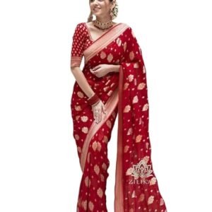 Women's Traditional Banarasi Style Art Silk Saree with Floral Butti Zari Weaving | Designer Saree for Wedding, Festive, Reception, Party & Cultural Occasions
