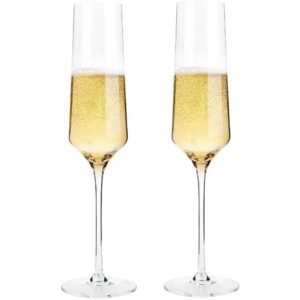 Premium Crystal Large White & Red Wine Glass 250 ML Set of 2 Brandy Glass Long Tall Stem Thin Rim Glass Perfect for Wine Tasting Gift for Christmas Valentine's Anniversary Birthday