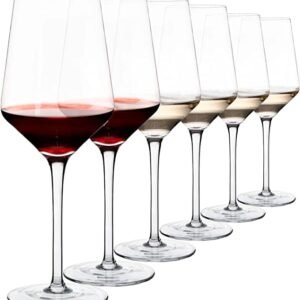 PrimeWorld Luxury Red White Wine Glass 450ml set of 2 pieces Crystal Clear 100% Lead Free Wine Glass Thin Rim Long Stem, Perfect for Red or White, Daily Use, Unique Wedding Anniversary or Birthday Gift