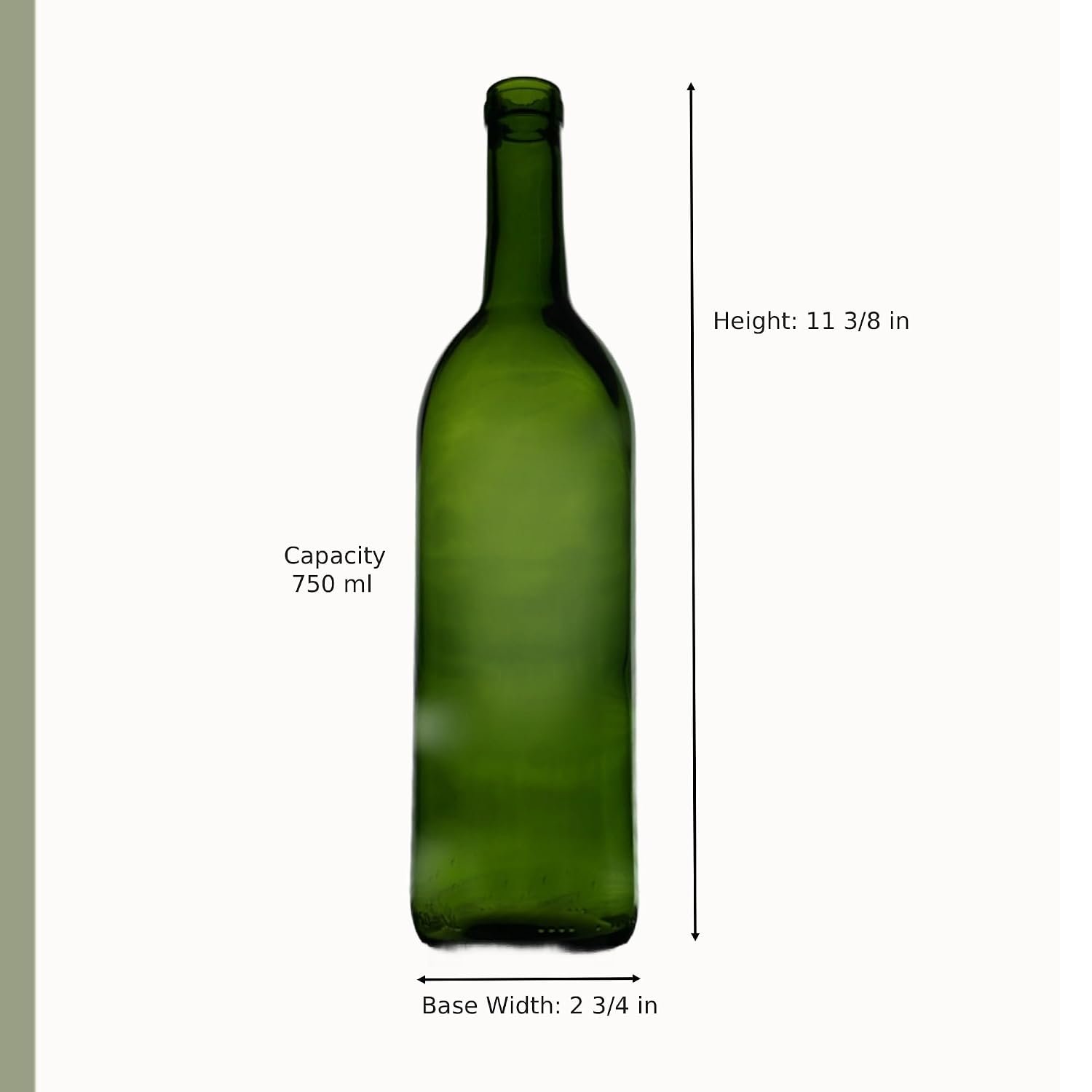 North Mountain Supply Glass Bordeaux Wine Bottles, 750ml, Case of 6, Green