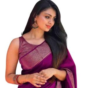 Women's Soft Pure Kanjivaram Silk Saree For Wedding Banarasi Cotton Sari With Blouse Piece (Yatri-51)