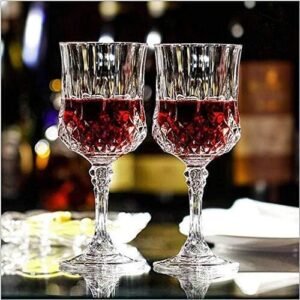 Italian Premium Wine Glasses 180ml Antique Crytal Clear Drinking Glasses for Cocktail, Brandy, Mocktail, Champagne, Juice, Whiskey [ Pack of 2 ]