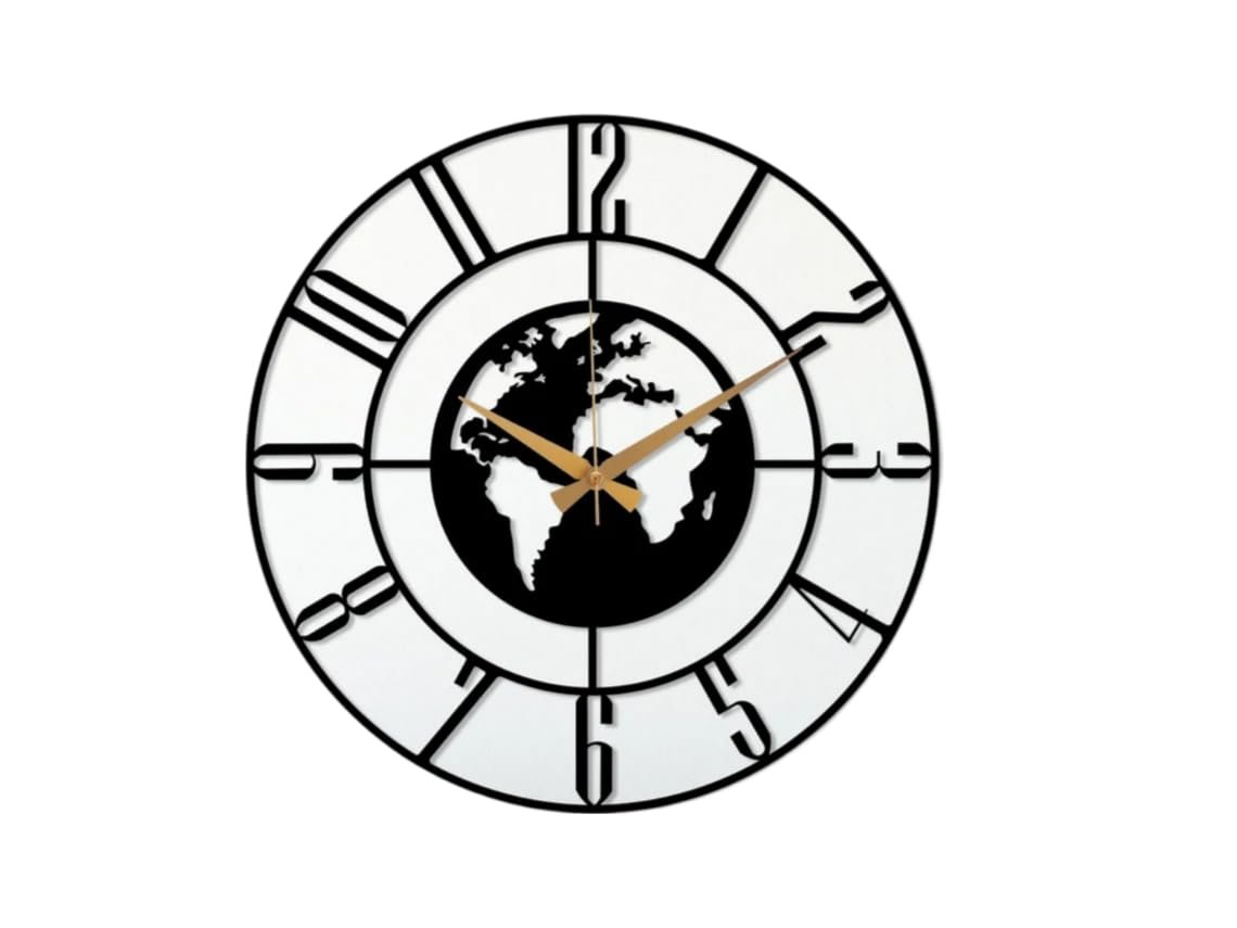 Reyox Material Metal Wall Clock Big Size Wall Clock Modern Clocks for Living Room Stylish Wall Clocks for Home Antique Big Size Modern Wall Watch for Home Decor-Black(40 cm) DA-125