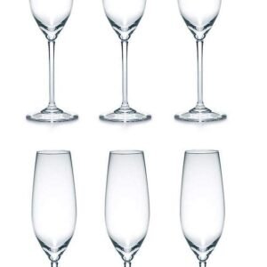 Avora Red Wine Glass, 165 ml Champagne Flute Glass, Clear (6)