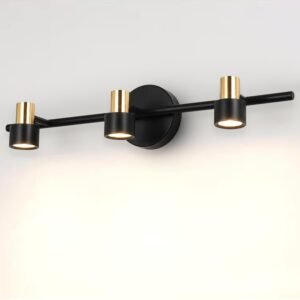 Smartway® Michael 12W Modern LED Wall Lamp | Decorative Triple Spotlight Wall Light for Living Room, Bedroom, Mirror, Hallway & Home Decoration | Black & Gold Wall Decor Light | 1-Year Warranty