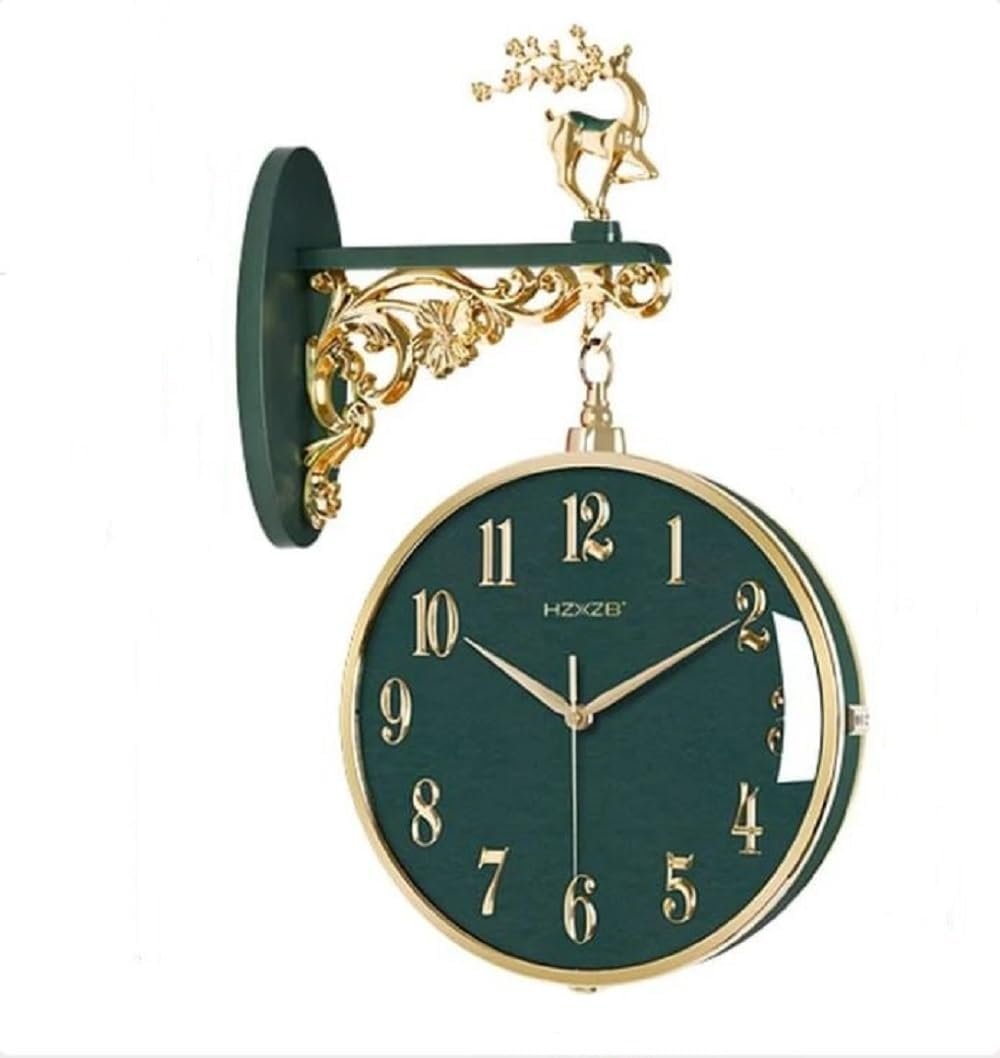 Nordic Silent Double Sided Wall Clock Modern Design Living Room Silver Large Watch Metal Luxury Clocks Wall Home Decor (PK-01)