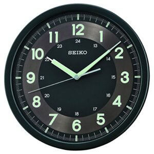 Seiko Elegant Round Analog LumiBrite Black Plastic English Numbers Home Decor Wall Clock (Size: 31 x 4 x 31 CM | Weight: 650 gram | Color: Black)