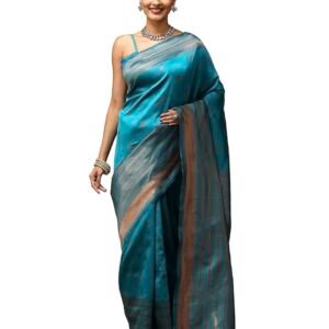 Garden Vareli Women's Zari Woven Art Silk Banarasi Saree with Unstitched Blouse Piece