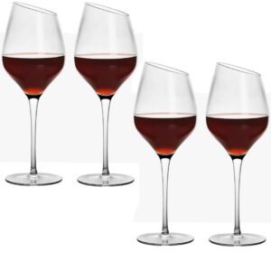 Oblique Mouth Crystal Red Wine Glasses (Wine Glass Slanted (Big-Pack of 4))