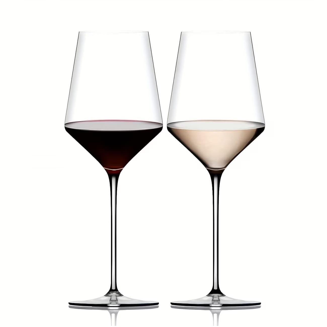 PrimeWorld Crystal Wine Glasses Set of 2-400 ml | Laser-Cut Thin Rim Long Stem Glassware for Red & White Wine | Ultra-Thin Lightweight Wine Tasting Glasses | Elegant Gift Set