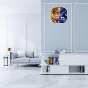 STAR WORK Quartz 12 Inches Premium Wall Clock for Home Stylish Latest Modern Design | Non Ticking Silent Wall Clock - Zero Sound & Disturbance Analog Clock (Sika Deer Square)