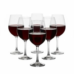 Stylish Curve Wine Glass, 240 ML, Set of 6, Elegant Red Or White Wine Mug for Beer, Cocktails, Champagne & Mixed Drinks Glass, Unique Long Champ Mugs for Home, Bar & Casino Party