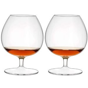 Italian Premium Classic Crystal Brandy Glass Set of 2, 170 ML Wine Glass Ideal for White or Red Wine Glasses Whiskey Glasses Mojito, Cocktail Glasses, Bar Accessories Ultra-Thin Small
