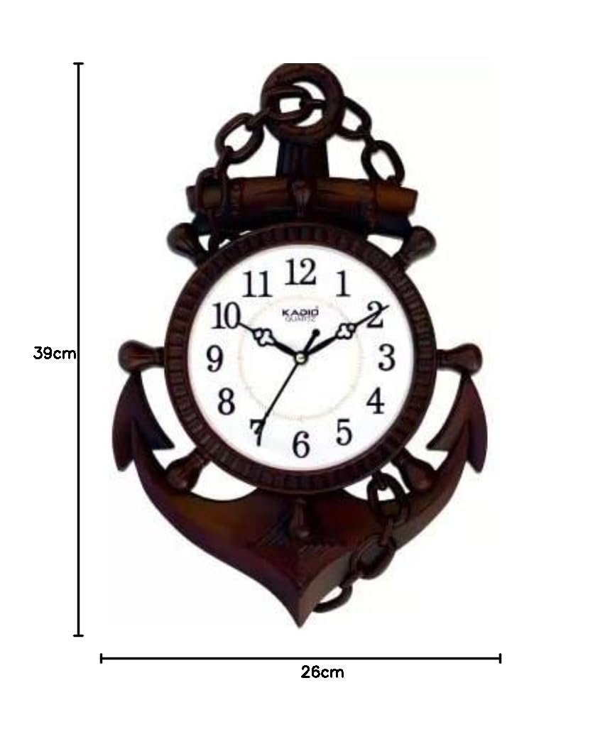 Kadio Analog 39 cm X 26 cm Wall Clock (Black, with Glass, Standard)