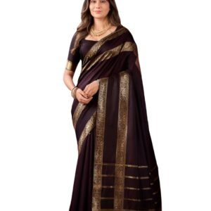Women's Kanjivaram Silk Saree with Zari Woven Border and Rich Pallu - Traditional Banarasi Style Soft Silk Saree with Unstitched Blouse Piece