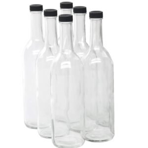 North Mountain Supply Glass Bordeaux Wine Bottles, 750ml, Case of 6, Clear