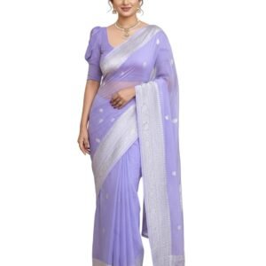 Women's Pure Soft Kanjivaram Cotton Silk Saree Banarasi Style With Blouse Piece for Wedding (Fatima-51)