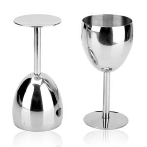 Dynore Stainless Steel Goblet Wine Glass Set of 2, 250 ml