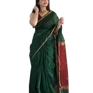 WOMENS Jacquard Banarasi Silk Solid Woven Rich Pallu Border And Floral Zari Party wedding Fashion Saree