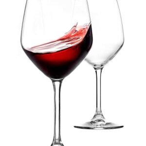 Red & White Wine Glass Brandy Glass 350 ML, Set of 2 Curve Wine Glass, Big Large Size Crystal Juice Glass Extra Large Tall Stemmed Wine Glasses Whiskey Drinking Glassees