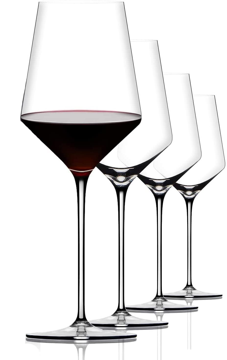 PrimeWorld Premium 400 ml Long Stem Crystal Wine Glass Set of 4 pcs, Red Wine Glass, Thin Rim,Perfect for Red or White, Champagne Flute Light Weight for Wine Tasting, Perfect Glass Gifts,