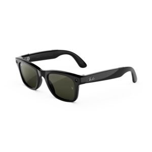 Meta Ray-Ban (Gen 3) Wayfarer, Shiny Black, Polarised Green Lenses, AI Glasses with Camera for Men, Women