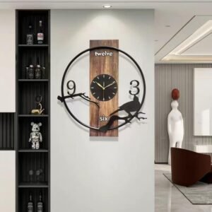 Home Decoration European Wall Clock Crystal Luxury Living Room Creative Personality Art, Metal,Analog Wall Clock (Wooden Wall Clock)