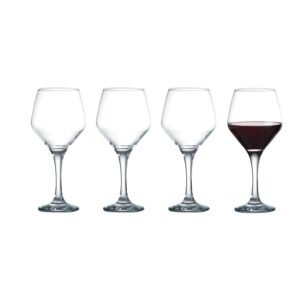 Ravenhead International Premium Red Wine Glass Set of 4, 420 ml | High Quality Steemed Wine Glass Set for Wine, Cocktail, Juice, Home Bar & Gifting | Crafted in UK
