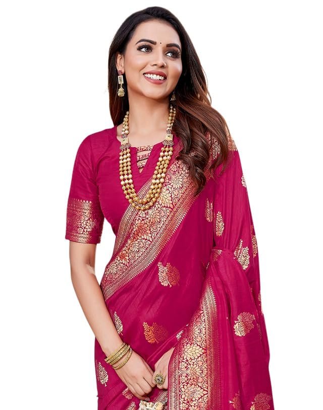 SIRIL Women's Banarasi Soft Silk Saree Pure Silk Kanjivaram Saree With Unstitched Blouse Piece