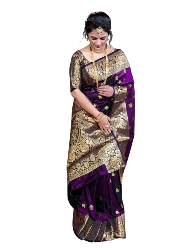 Women's Pure Soft Banarasi Kanjivaram Tissue Soft Silk Traditional Saree With Unstitched Blouse Piece