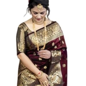 Women's Pure Soft Silk Saree With Blouse Piece For Wedding
