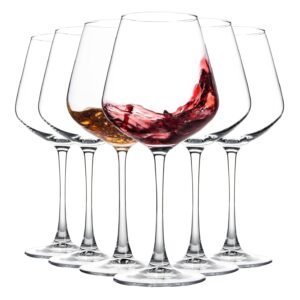 Red Wine Glass 460ml, Lead-Free & Shatter-Resistant Clear Glass – Perfect for Parties, Weddings, Housewarming, Gifts & Anniversaries Home, Bar, Office Set of 6 (...BGW-6)
