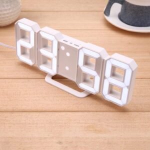 Modern Digital LED Wall Clock, Electronic Display, Contemporary Design, Battery Operated(White,Black,Blue,Red) Pack of 1. (White)