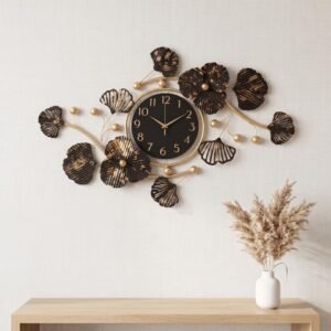 Big Size Wall Clock for Hall 30 Inch | Premium Metal Wall Decor Clocks for Living Room | Antique Gold Black Silent Wall Watch | Modern Luxury Home Decoration Items for Bedroom & Office