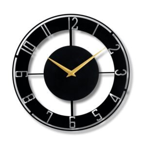 Reyox Material Metal Wall Clock Big Size Wall Clock Modern Clocks for Living Room Stylish Wall Clocks for Home Antique Big Size Modern Wall Watch for Home Decor-Black(40 cm) DA-85