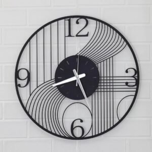 Reyox Material Metal Wall Clock Big Size Wall Clock Modern Clocks for Living Room Stylish Wall Clocks for Home Antique Big Size Modern Wall Watch for Home Decor-Black(40 cm) DA-89