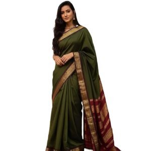 Anjaneya Sarees Designer Banarasi Silk Kanjivaram Solid Saree With Blouse Peice