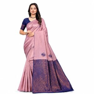 Fashion Women's Kanjivaram Style Soft Silk Banarasi Sarees With Blouse Piece For Women Pure Soft Silk Saree With Blouse Piece For Wedding