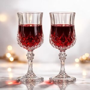 220 ML Crystal Wines Glasses Red or White Cut Wine, Transparent Champagne Flute Wine Glass Set, Long Wine Glass (Set of 2)