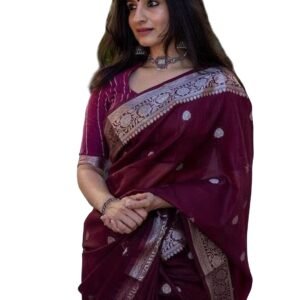 Sugathari Women's Trendy Banarasi Saree Pure Kanjivaram Art Silk Soft new ladies 2026 Design Wear Pattu Sarees Latest Cotton Party Sari collections With Blouse Piece for Wedding sadi (RT-21)