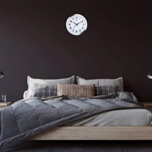 Matiz 101 Round Wall Clock Silver Color Plastic Case White Dial Analog for Living Room Home Decorations Office (Size: 20 x 20 CM)