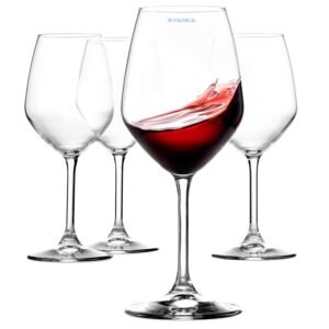 SYANKA Italian Premium Classic Wine Glasses Set of 6, 360ml, Transparent, Ideal for Red Wine, Bar Glasses, Lead Free Wine Glasses