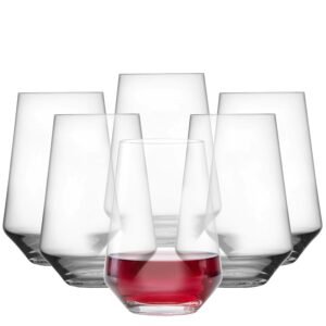 Schott Zwiesel Tritan Crystal Glass Pure Barware Collection Stemless Bordeaux Red Wine Glass, 18.5-Ounce, Set of 6